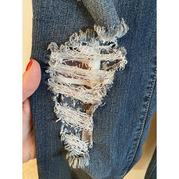 #21 Rue21 Embellished Flag Jeans Rhinestone/Pearls Sz. 5/6 Juniors - Picture 4 of 5